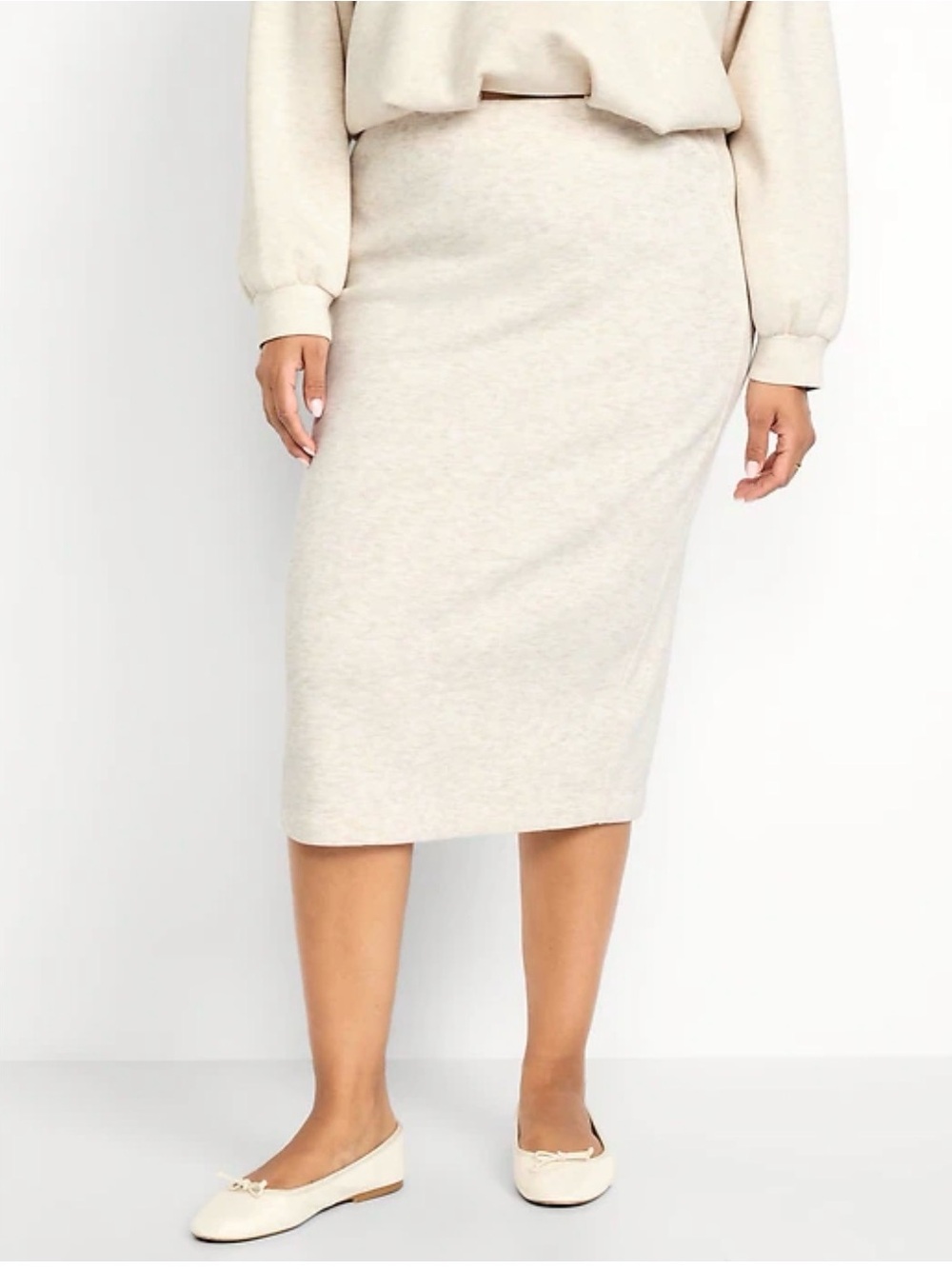 Old Navy Cream Bounce Fleece Midi Skirt NWT